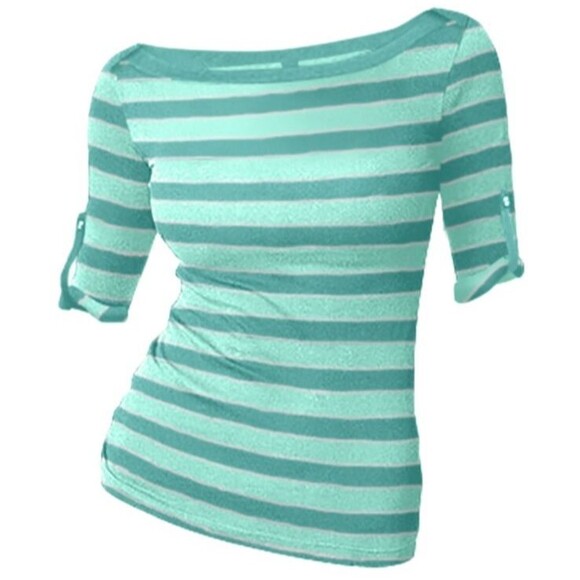 WEST MARINE GREEN STRIPE w/ Metallic Silver BEACHSIDE TOP SIZE XL NWTS - Picture 8 of 12